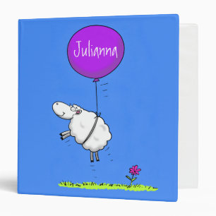 Cute sheep balloon cartoon humor illustration 3 ring binder