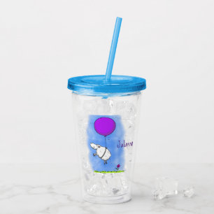 Cute sheep balloon cartoon humor illustration acrylic tumbler