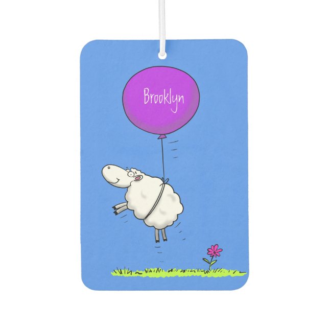 Cute sheep balloon cartoon humor illustration  air freshener (Front)