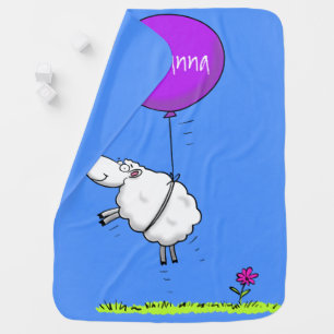 Cute sheep balloon cartoon humor illustration baby blanket