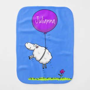 Cute sheep balloon cartoon humor illustration baby burp cloth