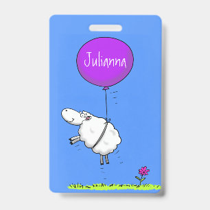 Cute sheep balloon cartoon humor illustration badge