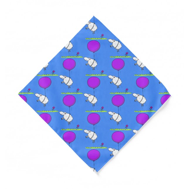 Cute sheep balloon cartoon humor illustration  bandana (Front)