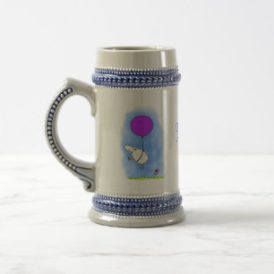Cute sheep balloon cartoon humor illustration beer stein