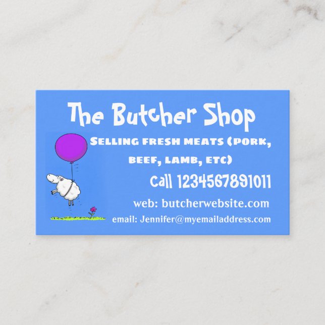 Cute sheep balloon cartoon humor illustration business card (Front)