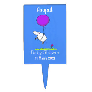 Cute sheep balloon cartoon humor illustration cake topper