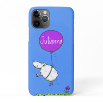 Cute sheep balloon cartoon humor illustration iPhone 11 pro case