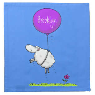 Cute sheep balloon cartoon humor illustration cloth napkin