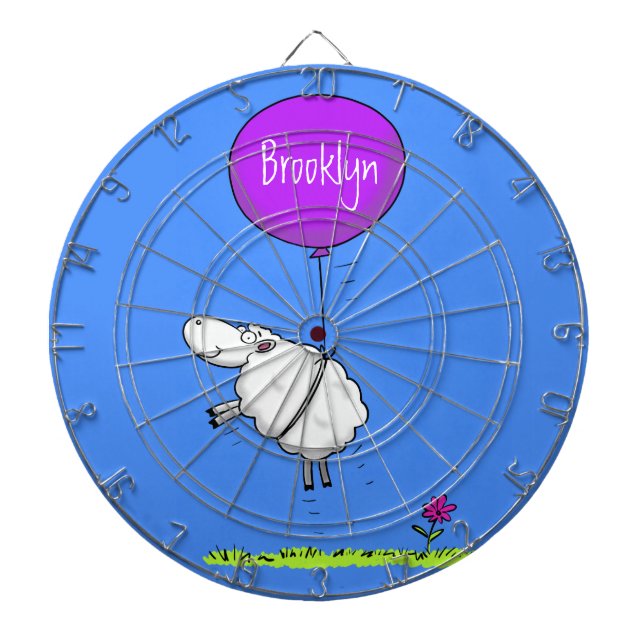 Cute sheep balloon cartoon humor illustration dart board (Front)