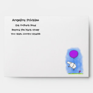 Cute sheep balloon cartoon humor illustration envelope