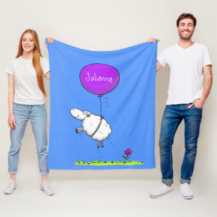 Cute sheep balloon cartoon humor illustration fleece blanket