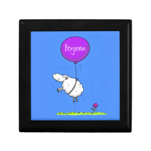 Cute sheep balloon cartoon humor illustration gift box
