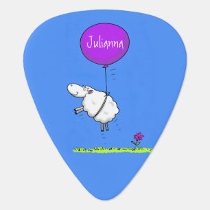 Cute sheep balloon cartoon humor illustration guitar pick