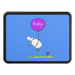 Cute sheep balloon cartoon humor illustration hitch cover