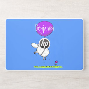 Cute sheep balloon cartoon humor illustration HP laptop skin