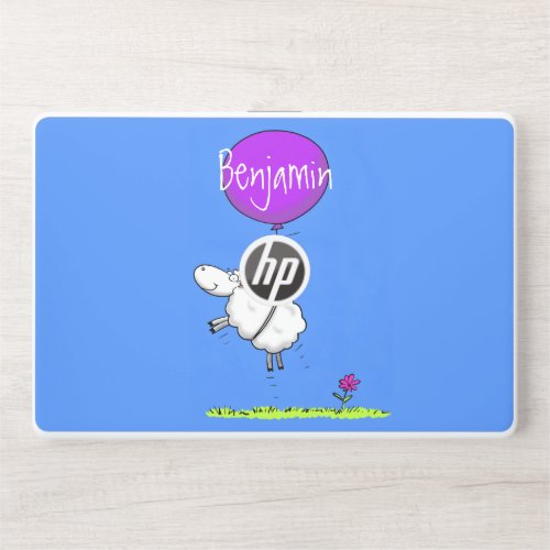 Cute sheep balloon cartoon humor illustration HP laptop skin
