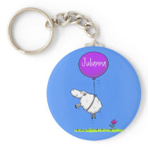 Cute sheep balloon cartoon humor illustration keychain