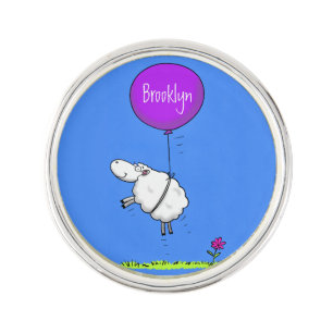 Cute sheep balloon cartoon humor illustration lapel pin