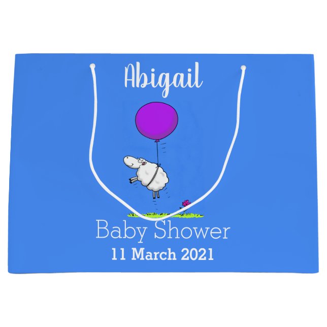 Cute sheep balloon cartoon humor illustration large gift bag (Front)