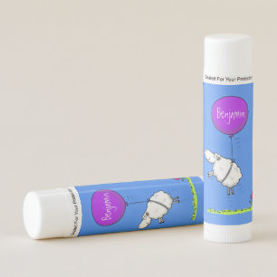 Cute sheep balloon cartoon humor illustration lip balm