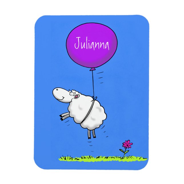 Cute sheep balloon cartoon humor illustration magnet (Vertical)