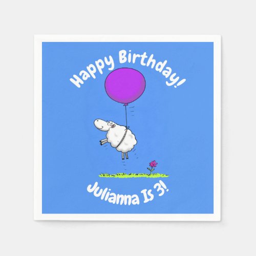 Cute sheep balloon cartoon humor illustration napkins