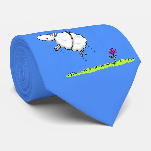 Cute sheep balloon cartoon humor illustration neck tie (Rolled)