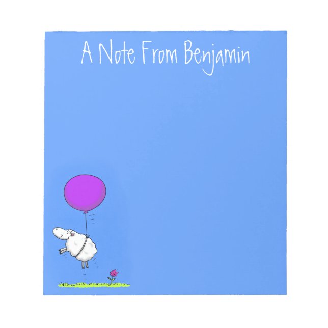 Cute sheep balloon cartoon humor illustration notepad (Front)