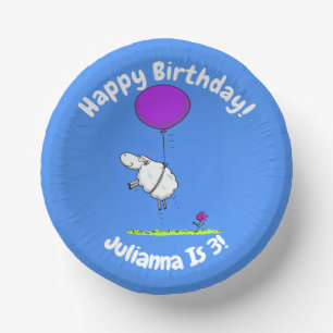 Cute sheep balloon cartoon humor illustration paper bowls