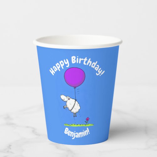 Cute sheep balloon cartoon humor illustration  paper cups