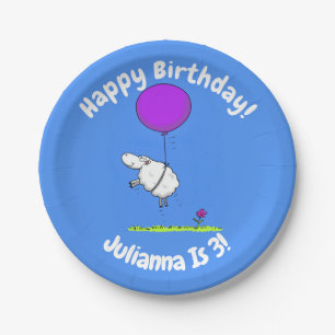 Cute sheep balloon cartoon humor illustration paper plates
