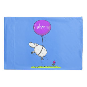Cute sheep balloon cartoon humor illustration pillow case