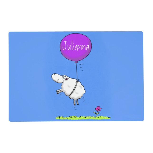 Cute sheep balloon cartoon humor illustration placemat (Front)