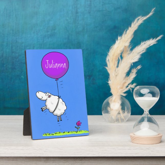 Cute sheep balloon cartoon humor illustration plaque (Side)