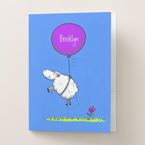 Cute sheep balloon cartoon humor illustration pocket folder