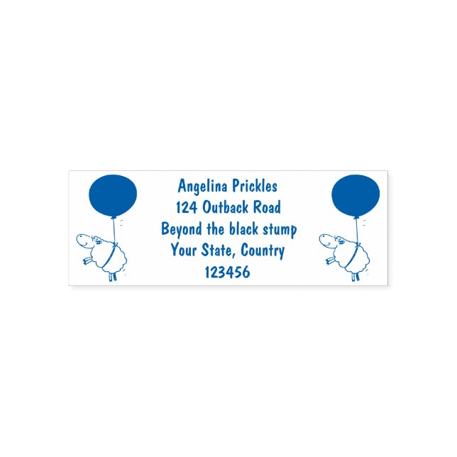 Cute sheep balloon cartoon humor illustration  self-inking stamp (Design)