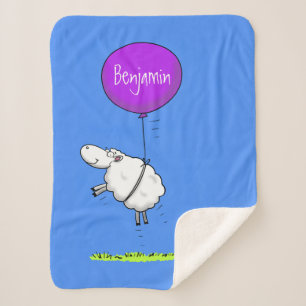 Cute sheep balloon cartoon humor illustration sherpa blanket