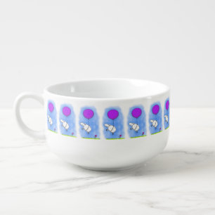Cute sheep balloon cartoon humor illustration soup mug