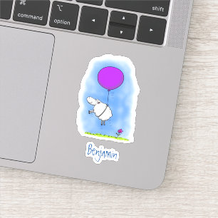 Cute sheep balloon cartoon humor illustration sticker