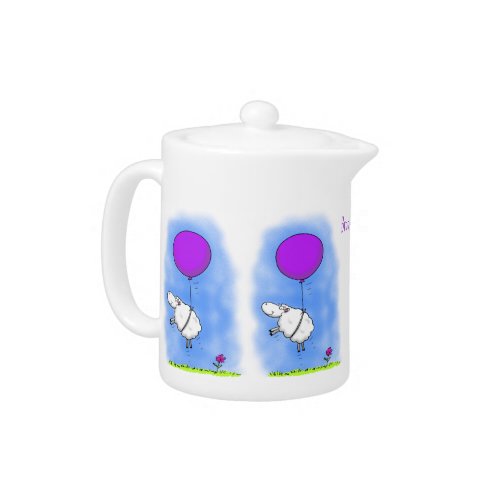 Cute sheep balloon cartoon humor illustration teapot