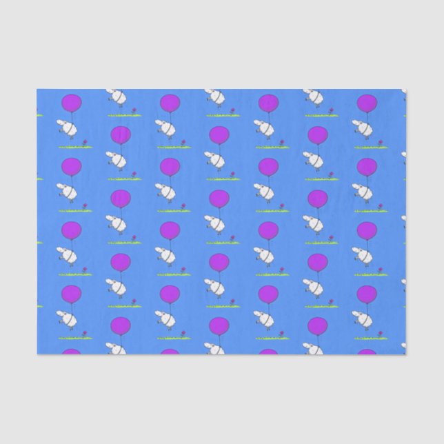Cute sheep balloon cartoon humor illustration tissue paper (Front)