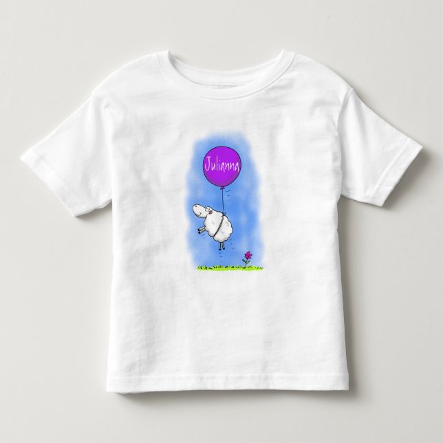 Cute sheep balloon cartoon humor illustration toddler t-shirt (Front)