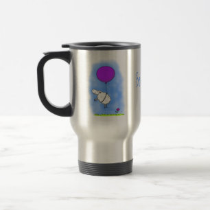 Cute sheep balloon cartoon humor illustration travel mug