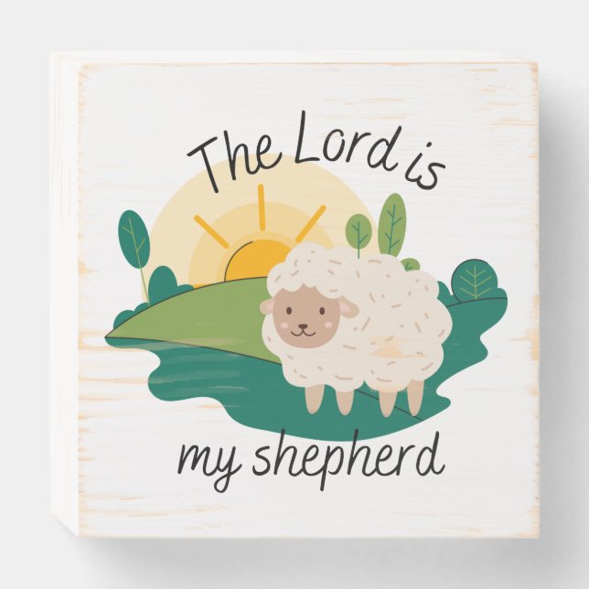 Cute Sheep Bible Quote Nursery  Wooden Box Sign (Front Horizontal)