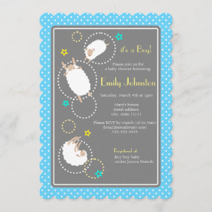 cute sheep boy baby shower invitation