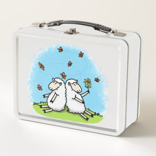 Cute sheep cartoon metal lunch box