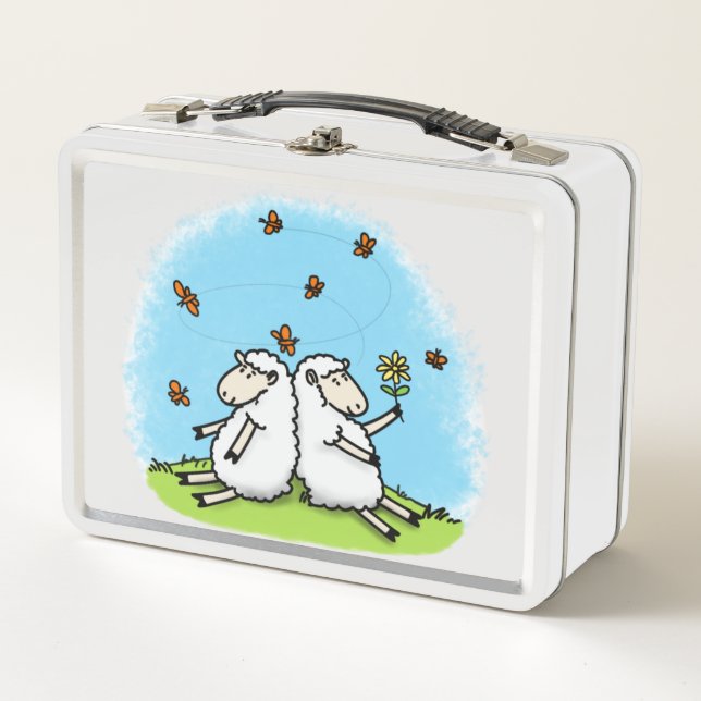 Cute sheep cartoon. metal lunch box (Front)