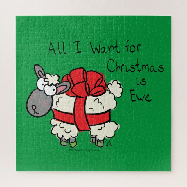 Cute Sheep Christmas Cartoon Jigsaw Puzzle (Vertical)