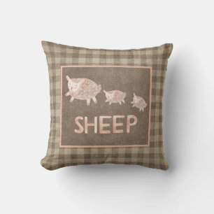 Cute Sheep Country Farmhouse Throw Pillow
