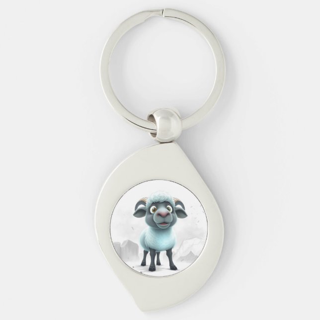 Cute Sheep Cozy Design Keychain (Front)